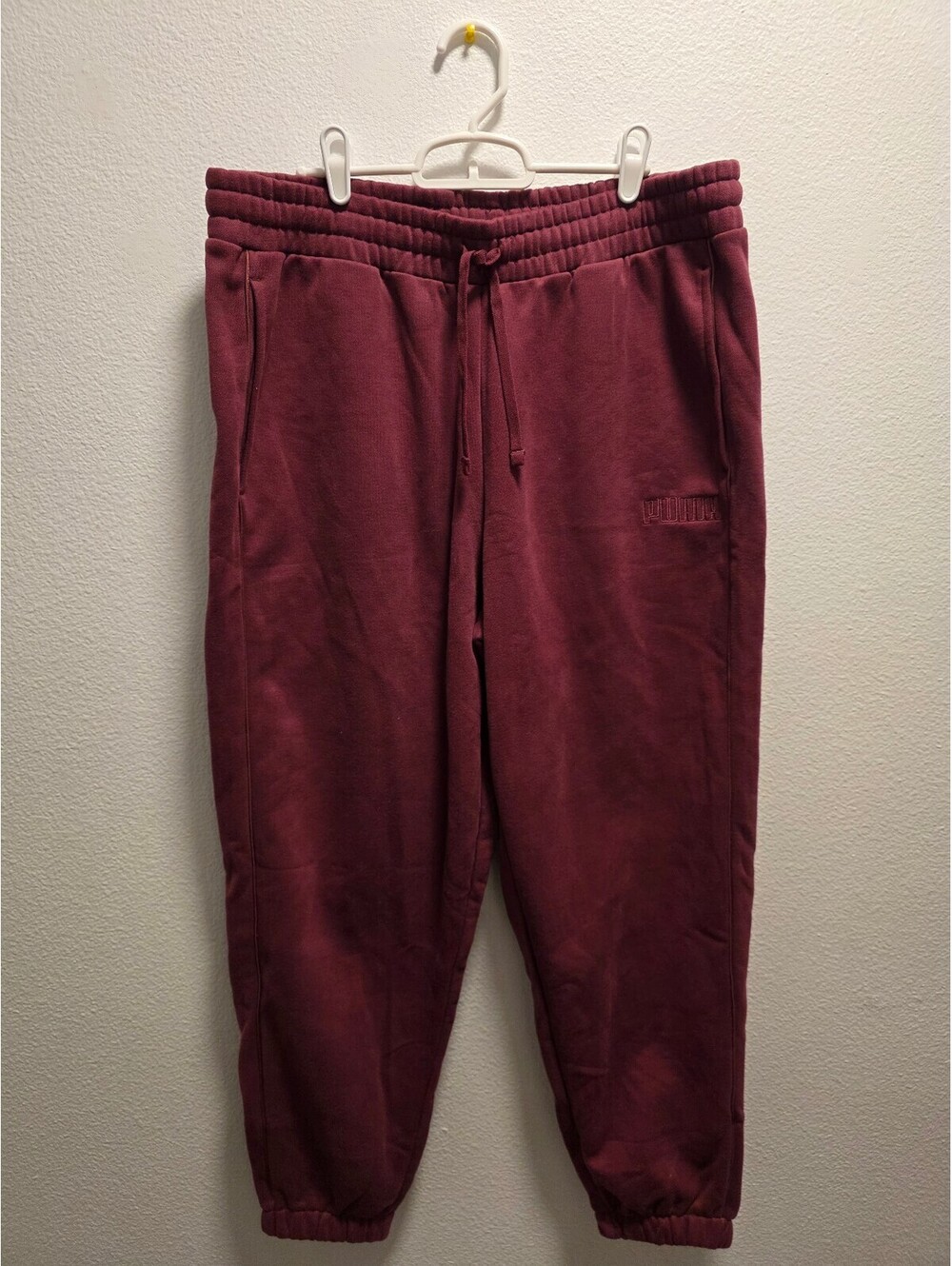PUMA Men’s XL Burgundy Sweatpants Joggers Embroidered Logo Drawstring